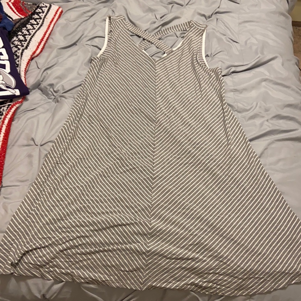Grey and white dress, size L